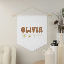 Custom Baby Name Pennant Banner | Personalized Name Wall Banner | Kids Room Wall Decor | Custom Name Canvas Flag Banner